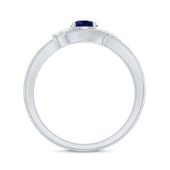 Certified 0.6 Carat Lab Grown Blue Sapphire Diamond Promise Ring for Women