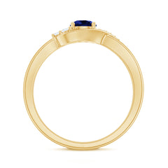 Certified 0.6 Carat Lab Grown Blue Sapphire Diamond Promise Ring for Women