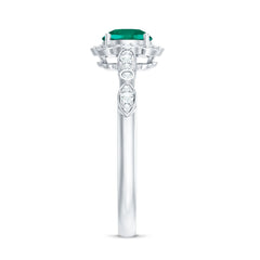 Lab Grown Emerald Art Deco Engagement Ring With Diamond