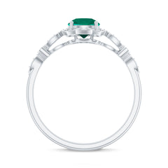Lab Grown Emerald Art Deco Engagement Ring With Diamond