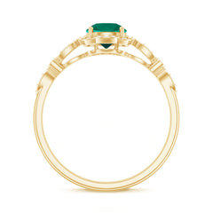 Lab Grown Emerald Art Deco Engagement Ring With Diamond