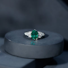 Designer Lab Grown Emerald Engagement Ring