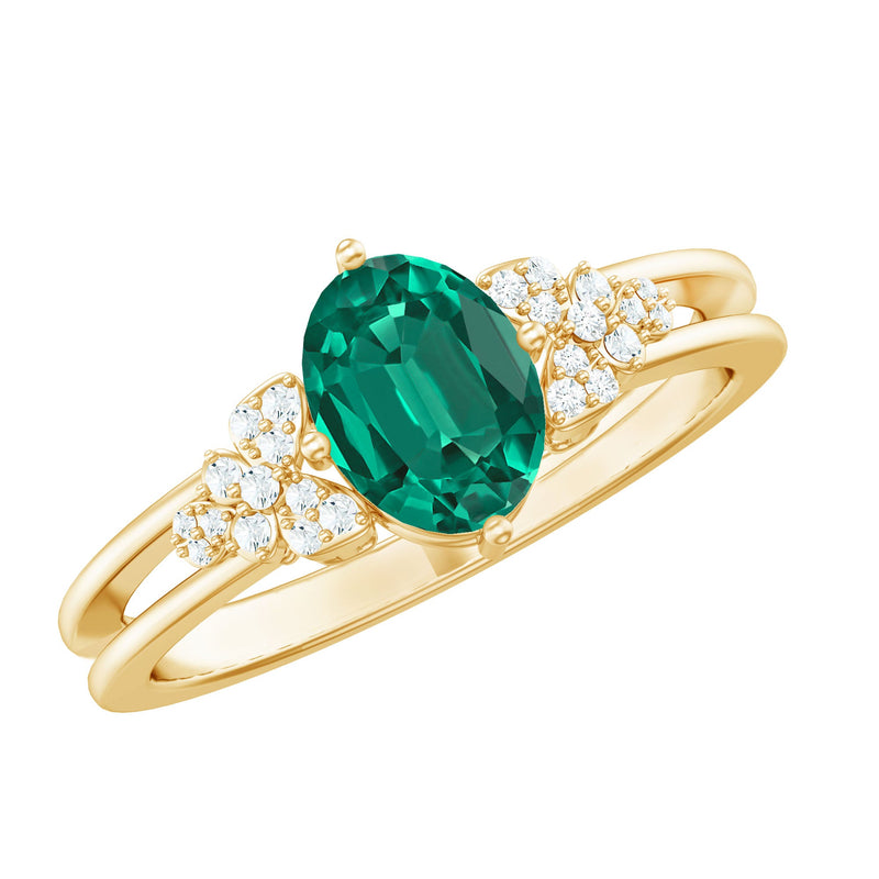 Designer Lab Grown Emerald Engagement Ring