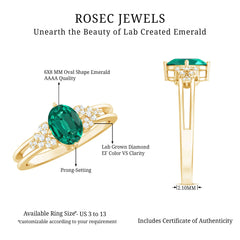 Designer Lab Grown Emerald Engagement Ring