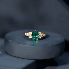 Designer Lab Grown Emerald Engagement Ring
