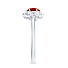 Lab Grown Ruby and Diamond Flower Engagement Ring