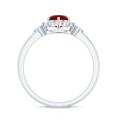 Lab Grown Ruby and Diamond Flower Engagement Ring