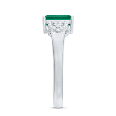 Lab Grown Emerald Designer Engagement Ring With Diamond