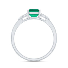 Lab Grown Emerald Designer Engagement Ring With Diamond