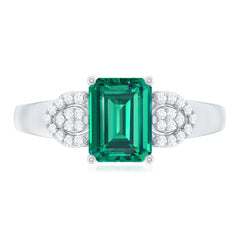 Lab Grown Emerald Designer Engagement Ring With Diamond