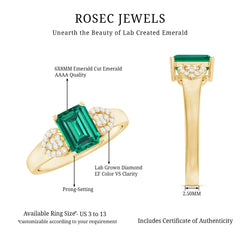 Lab Grown Emerald Designer Engagement Ring With Diamond