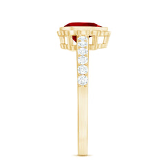 Bezel Set Lab Grown Ruby Teardrop Engagement Ring