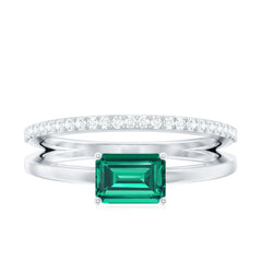 Certified Lab Grown Emerald East West Engagement Ring