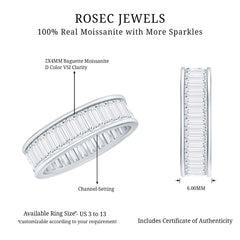 3.66 Carat Baguette Cut Moissanite Wedding Band Channel Setting
