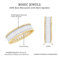3.66 Carat Baguette Cut Moissanite Wedding Band Channel Setting
