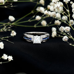 Princess Cut Moissanite Statement Engagement Ring