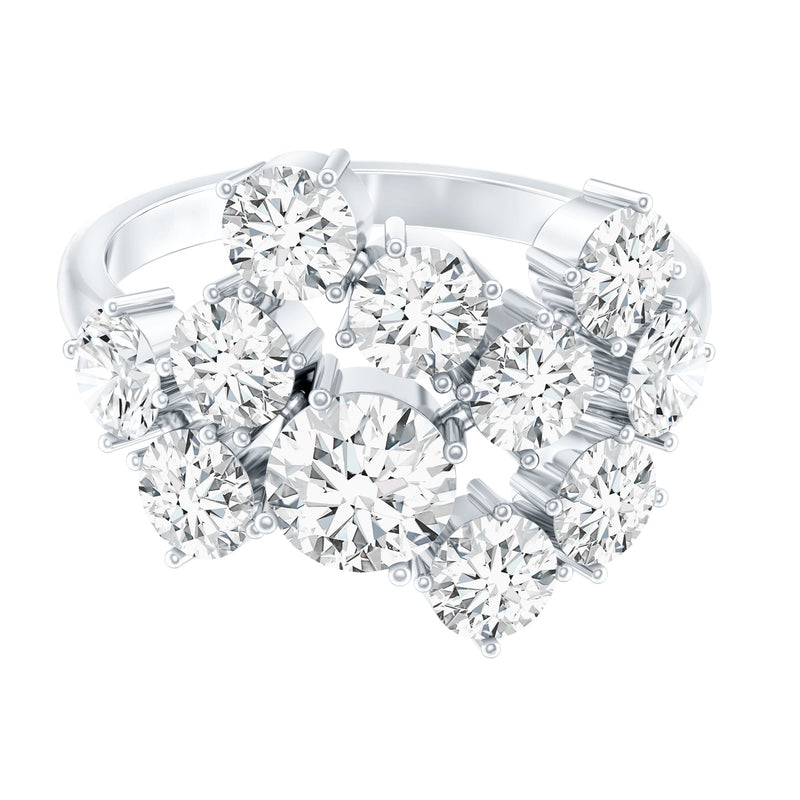 Certified Cubic Zirconia Cluster Engagement Ring in Silver