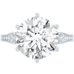 Certified 4.4 Carat Moissanite Round Engagement Ring in Silver
