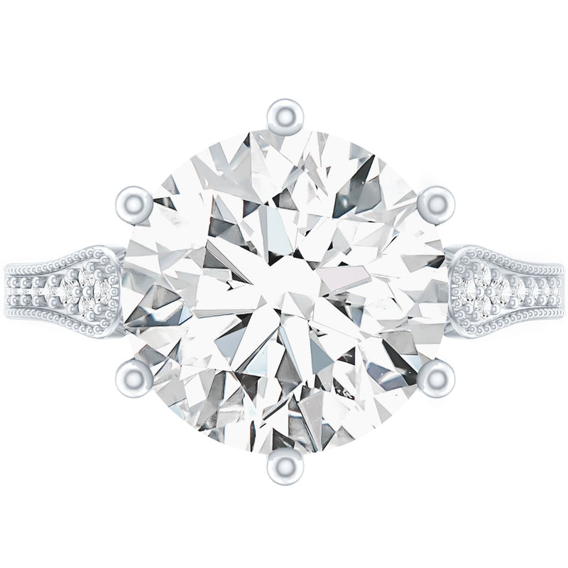 Certified 4.4 Carat Moissanite Round Engagement Ring in Silver