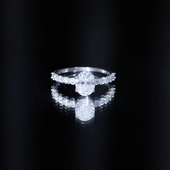 Certified 2 Carat Moissanite Oval Engagement Ring with Side Stones