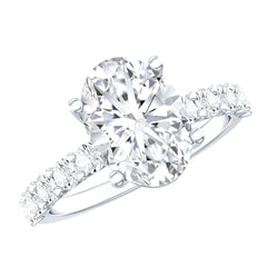 Certified 2 Carat Moissanite Oval Engagement Ring with Side Stones