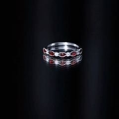 Marquise Cut Real Garnet Eternity Ring with Moissanite