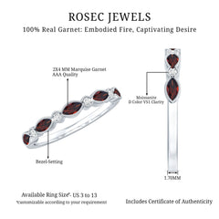 Marquise Cut Real Garnet Eternity Ring with Moissanite