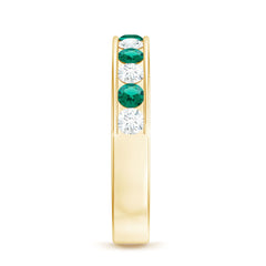 Certified Lab Grown Emerald Half Eternity Anniversary Band in Channel Setting