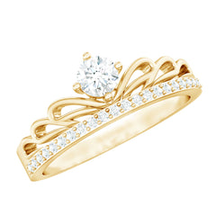 Certified Round Diamond Crown Ring