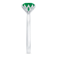 Natural Solitaire Emerald Promise Ring in Lotus Basket Setting