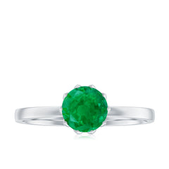Natural Solitaire Emerald Promise Ring in Lotus Basket Setting