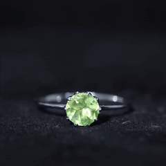 Genuine 2 Carat Peridot Engagement Ring in Lotus Basket Setting