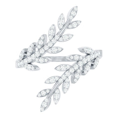 Certified Moissanite Leaf Wrap Ring for Women