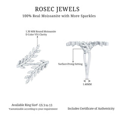 Certified Moissanite Leaf Wrap Ring for Women