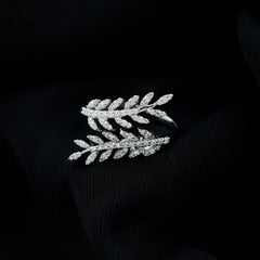 Certified Moissanite Leaf Wrap Ring for Women