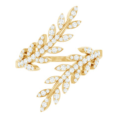 Certified Moissanite Leaf Wrap Ring for Women