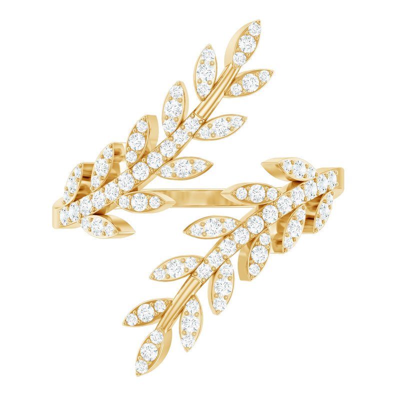 Certified Moissanite Leaf Wrap Ring for Women