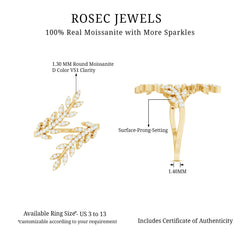 Certified Moissanite Leaf Wrap Ring for Women