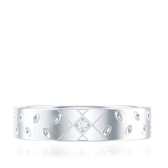 Two Tone Cross Wedding Band with Moissanite