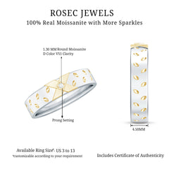 Two Tone Cross Wedding Band with Moissanite