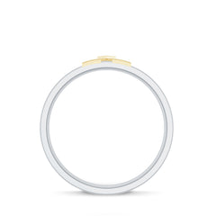 Two Tone Cross Wedding Band with Moissanite