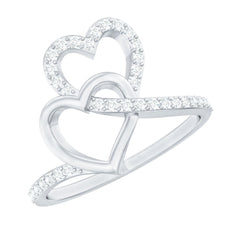 1/2 CT Moissanite Interlock Twin Heart Ring in Gold