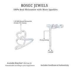 1/2 CT Moissanite Interlock Twin Heart Ring in Gold