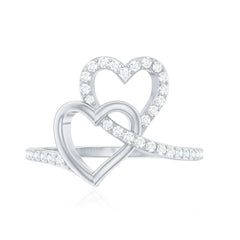 1/2 CT Moissanite Interlock Twin Heart Ring in Gold