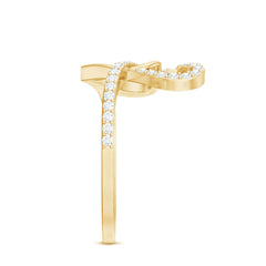 1/2 CT Moissanite Interlock Twin Heart Ring in Gold