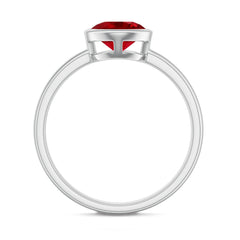Bezel Set 8 MM Lab Created Ruby Solitaire Engagement Ring