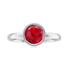 Bezel Set 8 MM Lab Created Ruby Solitaire Engagement Ring