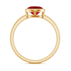 Bezel Set 8 MM Lab Created Ruby Solitaire Engagement Ring