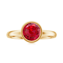 Bezel Set 8 MM Lab Created Ruby Solitaire Engagement Ring
