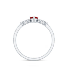 1.50 CT Lab Grown Ruby Celtic Knot Ring with Diamond